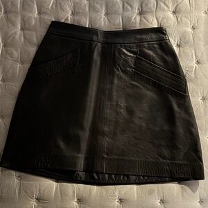 black faux leather skirt